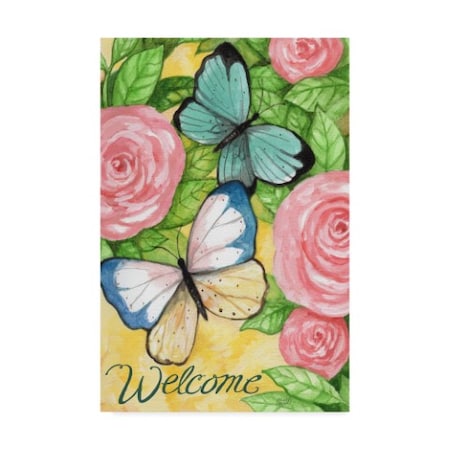 Melinda Hipsher 'Butterflies In Roses Welcome' Canvas Art,12x19